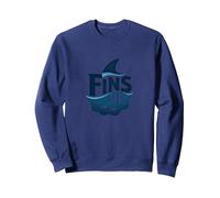 Fins Up: Ocean Adventure pour Les Amateurs de Requins Sweatshirt, Unisexe pour Adultes, Bleu Marine, XXL