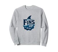 Fins Up: Ocean Adventure pour Les Amateurs de Requins Sweatshirt, Unisexe pour Adultes, Gris Chiné, XXL