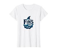 Fins Up: Ocean Adventure pour Les Amateurs de Requins T-Shirt, Femme, Blanc, XXL