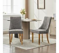 FINTHOMING Lot de 2 Chaises de Salle à Manger, Chaise de Cuisine à Dossier Haut en Chenille, Chaise de Salle à Manger Rembourrée Douce avec Pieds en Acier Inoxydable Doré, Supporter Un Poids de 150kg