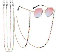 FINTIE 3 Pièces Chaine Lunettes Femme, Cordon Lunettes de Soleil avec Perles de Cristal Colorées