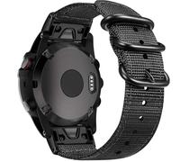 FINTIE Bracelet Compatible avec Garmin Garmin Fenix 7X/6X/5X/3/3HR - 26mm Bande de Remplacement Ajustable en Nylon Tissé, Noir