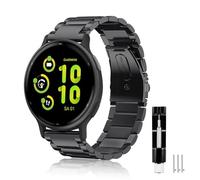FINTIE Bracelet Compatible avec Garmin Vivoactive 3/Vivomove HR/Vivoactive 3 Music/Forerunner 645 Music/Forerunner 245, Acier Inoxydable Wristband Montre Strap Replacement avec Métal Fermoir, Noir