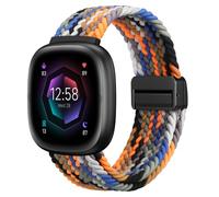 FINTIE Bracelet magnétique tressé extensible compatible avec Fitbit Versa 4 3/Sense 2 1 - Bracelet de rechange élastique en nylon tissé doux - Couleurs camouflage