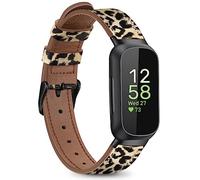 Fintie Bracelets compatibles avec Fitbit Inspire 3, bracelet de rechange en cuir véritable souple, léopard classique