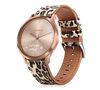 Fintie Bracelets compatibles avec Garmin Vivoactive 3/Garmin Venu Sq, 20 mm à dégagement rapide en cuir véritable compatible avec montre intelligente Garmin Vivoactive 3 Music/Forerunner 245 Music/Forerunner 265 Music, léopard classique
