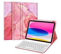 FINTIE Clavier pour iPad (A16) 11ème Génération 11 Pouces 2025, iPad 10ème Génération 10.9” 2022 - Clavier AZERTY sans Fil Bluetooth, Housse Multiposition Fonction Ranger Stylet, Marbre Rose