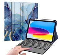 FINTIE Clavier pour iPad (A16) 11ème Génération 11 Pouces 2025, iPad 10ème Génération 10.9” 2022, [Pavé Tactile & Ranger Stylet] Clavier AZERTY sans Fil, Housse Multiposition, Marbre Océan