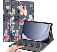 FINTIE Clavier pour Samsung Galaxy Tab A11 Plus (A11+) 11 Pouces 2025 et Galaxy Tab A9 Plus (A9+) 11” 2023, [Pavé Tactile] Clavier Bluetooth Rechargeable, Housse Rigide Multiposition, Fleur Hibiscus