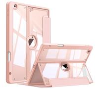 Fintie Clear Case for iPad 9th Generation (2021) / 8th Generation (2020) / 7th Gen (2019) 10.2 inch - Multiple Angles Viewing Shockproof Soft TPU Cover with Pencil Holder, Rose Gold