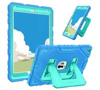 FINTIE Coque Adaptée aux Enfants pour iPad 6e/5e Génération 9.7 Pouces (2018/2017) et iPad Air 2/Air 1 9.7” (2014/2013), Coque Robuste Antichoc avec Béquille, Bleu/Vert