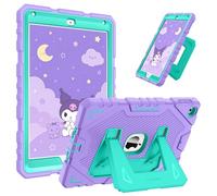 FINTIE Coque Adaptée aux Enfants pour iPad 6e/5e Génération 9.7 Pouces (2018/2017) et iPad Air 2/Air 1 9.7” (2014/2013), Coque Robuste Antichoc avec Béquille, Violet/Vert