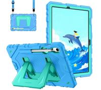 FINTIE Coque Adaptée aux Enfants pour Samsung Galaxy Tab S10 Lite 10.9 Pouces 2025 et Galaxy Tab S10 FE/S9 FE 10.9”/S9 11”, Coque Robuste Antichoc avec Béquille, Bleu/Vert