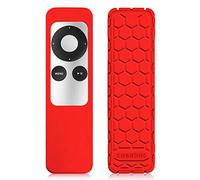 FINTIE Coque Compatible avec Apple TV 2 et 3, Anti-Slip Remote Case Housse Coque de Protection en Silicone, Rouge