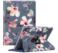 FINTIE Coque Compatible avec iPad 10.2 Pouces 9ème/8ème/7ème Génération (2021/2020/2019), Housse Rotative à 360 Degrés Etui avec Fonction de Rangement de Stylet, Fleur Hibiscus