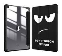 FINTIE Coque Compatible avec iPad 10.2 Pouces 9ème/8ème/7ème Génération (2021/2020/2019) - [Rangement de Stylet] Housse Arrière Transparente Claire Etui Antichoc Bords en TPU, Don't Touch
