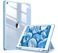 FINTIE Coque Compatible avec iPad 10.2 Pouces 9ème/8ème/7ème Génération (2021/2020/2019) - [Rangement de Stylet] Housse Arrière Transparente Claire Etui Antichoc Bords en TPU, Bleu Ciel