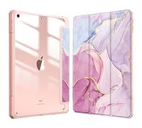 FINTIE Coque Compatible avec iPad 10.2 Pouces 9ème/8ème/7ème Génération (2021/2020/2019) - [Rangement de Stylet] Housse Arrière Transparente Claire Etui Antichoc Bords en TPU, Marbre Glorieux