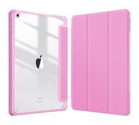 FINTIE Coque Compatible avec iPad 10.2 Pouces 9ème/8ème/7ème Génération (2021/2020/2019) - [Rangement de Stylet] Housse Arrière Transparente Claire Etui Antichoc Bords en TPU, Rose Lilas