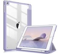 FINTIE Coque Compatible avec iPad 6ème/5ème Génération (2018/2017) et iPad Air 2/Air 1 9.7 Pouces - [Rangement de Pencil] Housse Arrière Transparente Claire Etui Antichoc, Lilas