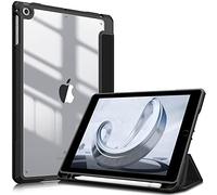 FINTIE Coque Compatible avec iPad 6ème/5ème Génération (2018/2017) et iPad Air 2/Air 1 9.7 Pouces - [Rangement de Pencil] Housse Arrière Transparente Claire Etui Antichoc, Noir