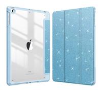 FINTIE Coque Compatible avec iPad 6ème/5ème Génération (2018/2017) et iPad Air 2/Air 1 9.7 Pouces - [Rangement de Pencil] Housse Arrière Transparente Claire Etui Antichoc, Pailleté Bleu