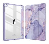 FINTIE Coque Compatible avec iPad 6ème/5ème Génération (2018/2017) et iPad Air 2/Air 1 9.7 Pouces - [Rangement de Pencil] Housse Arrière Transparente Claire Etui Antichoc, Marbre Lilas
