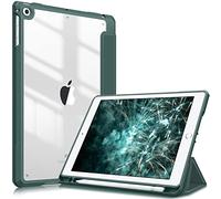FINTIE Coque Compatible avec iPad 6ème/5ème Génération (2018/2017) et iPad Air 2/Air 1 9.7 Pouces - [Rangement de Pencil] Housse Arrière Transparente Claire Etui Antichoc, Vert Forêt