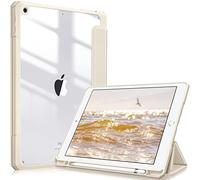 FINTIE Coque Compatible avec iPad 10.2 Pouces 9ème/8ème/7ème Génération (2021/2020/2019) - [Rangement de Stylet] Housse Arrière Transparente Claire Etui Antichoc Bords en TPU, Or Champagne