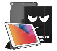 FINTIE Coque Compatible avec iPad 9e/8e/7e Génération 10.2 Pouces (2021/2020/2019) - [Rangement de Pencil] Coque Arrière Transparente Givrée Housse Etui Fin et Léger, Don't Touch