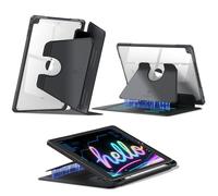 FINTIE Coque Compatible avec iPad 9e/8e/7e Génération 10.2 Pouces (2021/2020/2019), [Rangement de Stylet] Étui Transparent Multi-Angles, Housse Magnétique Ultra-Stable, Noir