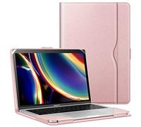 FINTIE Coque Compatible avec MacBook Air 13.6 Pouces M4 M3 M2 (2025-2022), Air 13 M1 (2020/2019/2018) et MacBook Pro 13 M2 M1 (2016-2022), Housse Folio avec Poche de Document, Or Rose