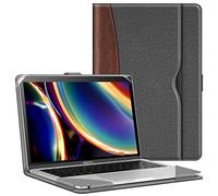 FINTIE Coque Compatible avec MacBook Air 13.6 Pouces M4 M3 M2 (2025-2022), Air 13 M1 (2020/2019/2018) et MacBook Pro 13 M2 M1 (2016-2022), Housse Folio avec Poche de Document, Gris Vintage