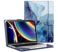 FINTIE Coque Compatible avec MacBook Air 13.6 Pouces M4 M3 M2 (2025-2022), Air 13 M1 (2020/2019/2018) et MacBook Pro 13 M2 M1 (2016-2022), Housse Folio avec Poche de Document, Marbre Océan