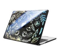 FINTIE Coque Compatible avec MacBook Air 13.6 Pouces M4 M3 M2 (A3240/A3113/A2681, 2025/2024/2022) - Coque Fine et Légère Étui Rigide Housse en Plastique, Jardin(Noir)