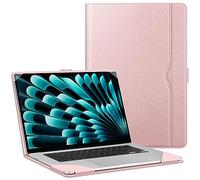FINTIE Coque Compatible avec MacBook Air 15 Pouces M4 M3 M2 (2025/2024/2023, A3241/A3114/A2941) - Housse Folio avec Poche Frontale de Document Protection pour MacBook Air 15.3", Or Rose