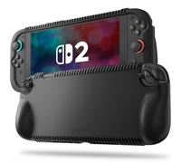 FINTIE Coque Compatible avec Nintendo Switch 2 (2025) - [Souple en Silicone] Étui Antichoc avec 2 Emplacements pour Carte de Jeu, Housse Ergonomique, Protection Anti-chute, Noir