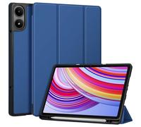 FINTIE Coque Compatible avec Redmi Pad Pro 12.1 Pouces - [Rangement de Stylet] Coque Fine avec Arrière en TPU Souple Etui Veille/Réveil Automatique, Bleu Naval