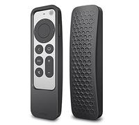 FINTIE Coque de protection 2 en 1 pour télécommande Apple TV Siri 2021 et AirTag - légère antidérapante résistante aux chocs 4K/HD (2ème génération), noir, (ATVW018)