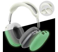 FINTIE Coque en Silicone pour écouteurs AirPods Max, Coque Anti-Rayures et Bandeau pour AirPods Max, Accessoires de Protection de la Peau pour AirPods Max (Vert Phosphorescent)