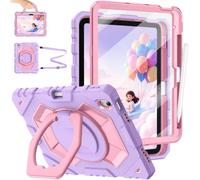 FINTIE Coque Enfant Antichoc pour iPad A16 11e Génération 11” 2025, iPad 10e Génération 10.9” 2022 - Étui Robuste avec Support Rotatif, Protection d'écran et Bandoulière, Violet