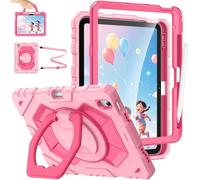 FINTIE Coque Enfant Antichoc pour iPad A16 11e Génération 11” 2025, iPad 10e Génération 10.9” 2022 - Étui Robuste avec Support Rotatif, Protection d'écran et Bandoulière, Rose