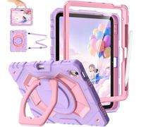 FINTIE Coque Enfant Antichoc pour iPad A16 11e Génération 11” 2025, iPad 10e Génération 10.9” 2022 - Étui Robuste avec Support Rotatif, Protection d'écran et Bandoulière, Violet