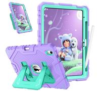 FINTIE Coque Adaptée aux Enfants pour iPad (A16) 11ème Génération 11 Pouces 2025, iPad 10ème Génération 10.9” 2022, [Ranger Le Stylet] Coque Robuste Antichoc avec Béquille, Violet/Vert