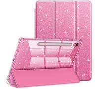 Fintie Coque Fine pour Samsung Galaxy Tab S10 FE/ S9 FE 5G 10,9 Pouces/Tab S9 11" avec Porte-Stylo S, Coque arrière Transparente Brillante, Fonction Veille/réveil Automatique, Rose
