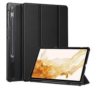 Fintie Coque Fine pour Samsung Galaxy Tab S8 Plus 2022/S7 FE 2021/S7 Plus 2020 12,4" avec Porte-Stylo S, Ultra Fine et légère avec Support à Trois Volets, Fonction Veille/réveil Automatique, Noir