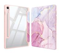FINTIE Coque pour Samsung Galaxy Tab S10 FE 10.9 Pouces 2025/Tab S9 FE 10.9”/S9 11 2023 - Housse Arrière Transparente Claire Etui Antichoc Veille/Réveil Auto, Marbre Rêveur