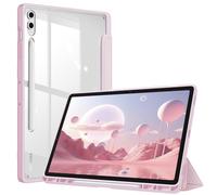 Fintie Coque Hybride Fine pour Samsung Galaxy Tab S10 Plus 2024/S9 FE Plus 5G 12,4" 2023 avec Porte-Stylo S, Coque arrière Transparente, Fonction Veille/réveil Automatique, Rose