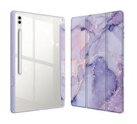 Fintie Coque Hybride Fine pour Samsung Galaxy Tab S10 Ultra 2024/S9 Ultra 2023 14,6 Pouces, Antichoc, avec Coque arrière Transparente, marbre Lilas