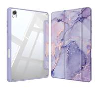 FINTIE Coque Hybride Fine pour Samsung Galaxy Tab S11 5G 11" modèle 2025 (SM-X730/X736B) avec Porte-Stylo S, Coque arrière Transparente, Fonction Veille/réveil Automatique, marbre Lilas